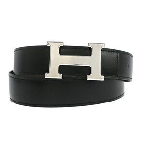 Hermes Black Box Calf Constance Reversible Belt #85 Small Good □P CO 166354